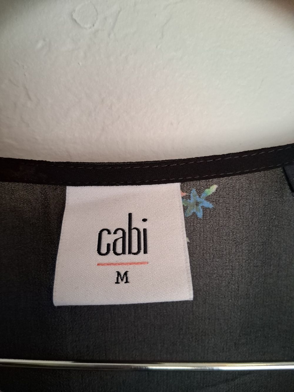 Cabi Floral Sheer Blouse Sz M Black Pink Long Sleeve Boho Peasant Top - Picture 3 of 8